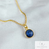 Minimalist Blue Sapphire Necklace, Dainty Gold Plated Necklace, Sapphire Pendant, September Birthstone Jewelry, Gift For Her, Birthday Gift